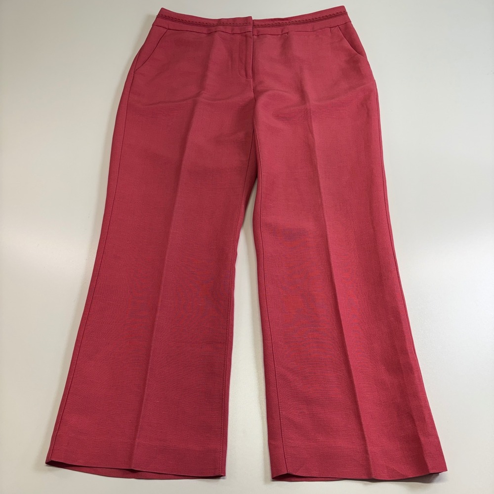 Emma James Linen Blend Wide Leg Pants Women's 12 Pink Pull On Career Casual